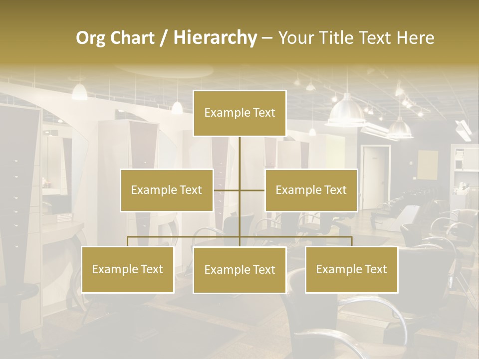A Hair Salon With Lots Of Chairs And Lights PowerPoint Template