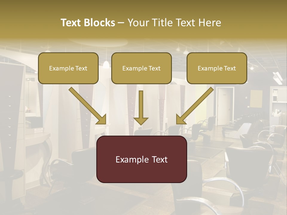 A Hair Salon With Lots Of Chairs And Lights PowerPoint Template