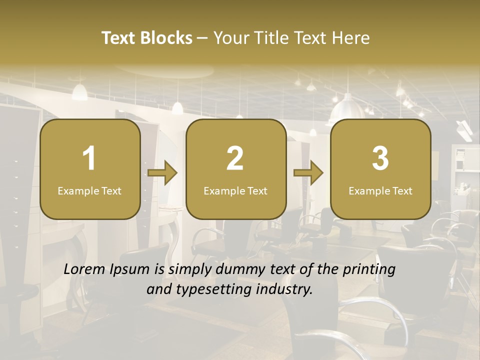 A Hair Salon With Lots Of Chairs And Lights PowerPoint Template