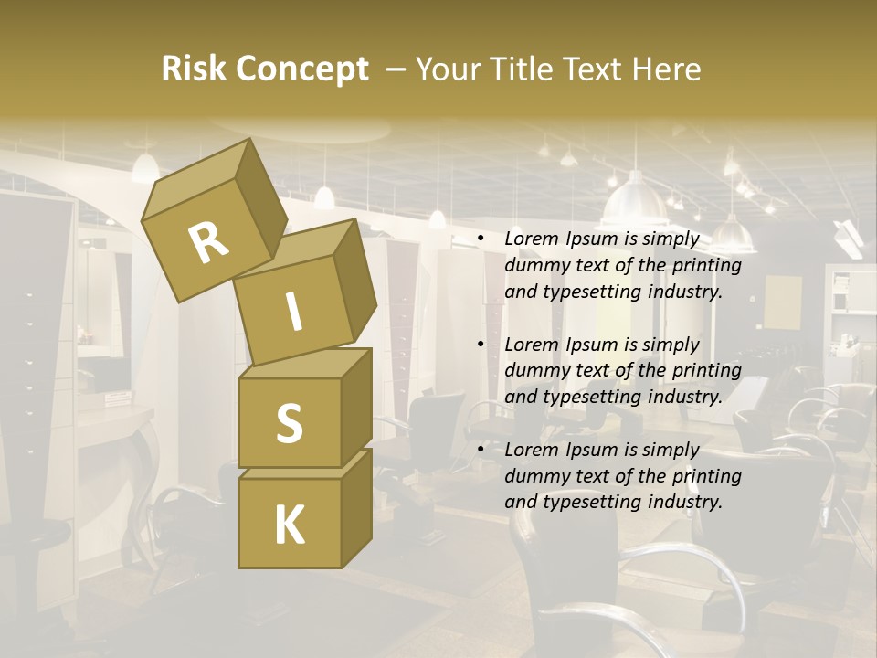 A Hair Salon With Lots Of Chairs And Lights PowerPoint Template