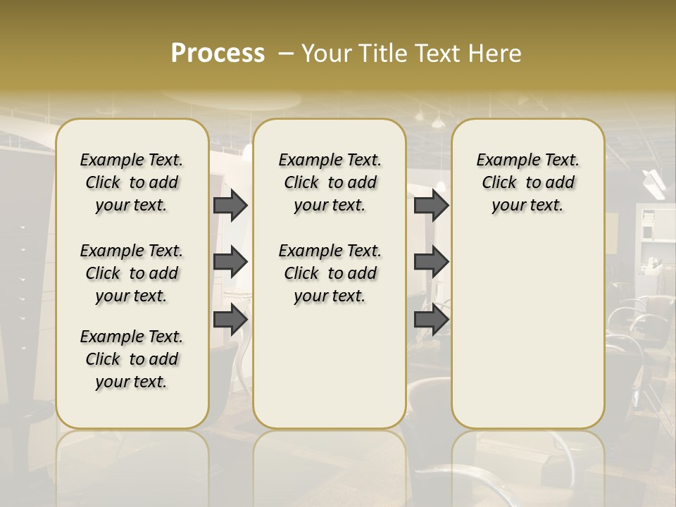 A Hair Salon With Lots Of Chairs And Lights PowerPoint Template