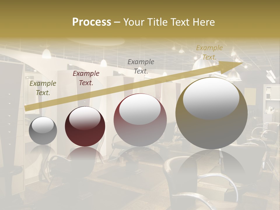 A Hair Salon With Lots Of Chairs And Lights PowerPoint Template