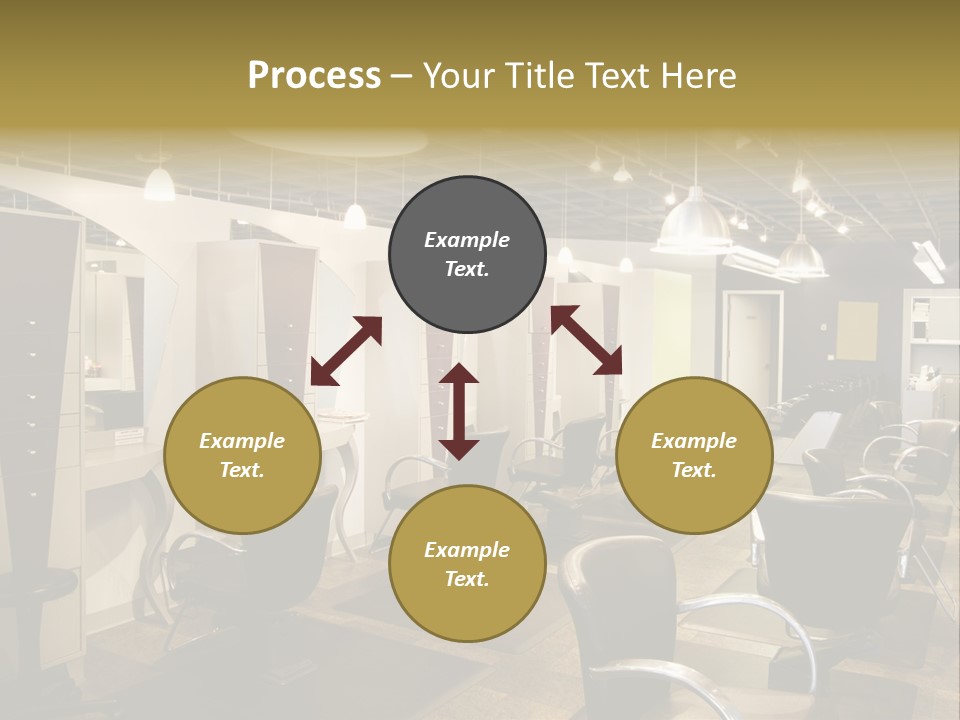 A Hair Salon With Lots Of Chairs And Lights PowerPoint Template