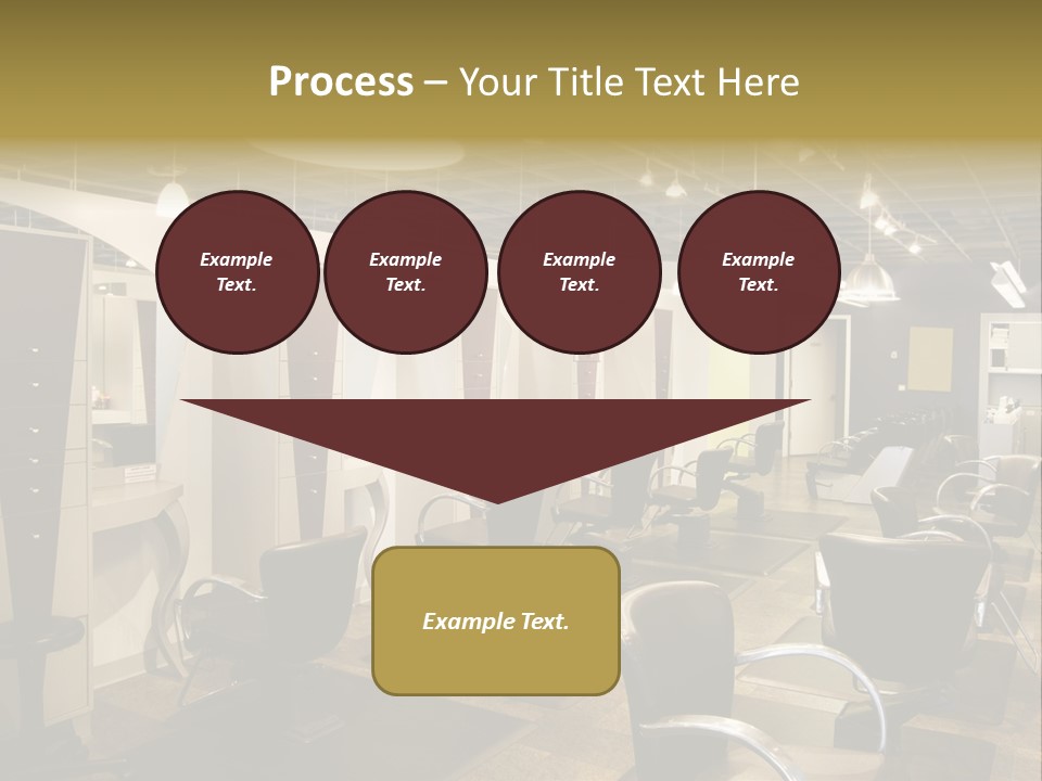 A Hair Salon With Lots Of Chairs And Lights PowerPoint Template