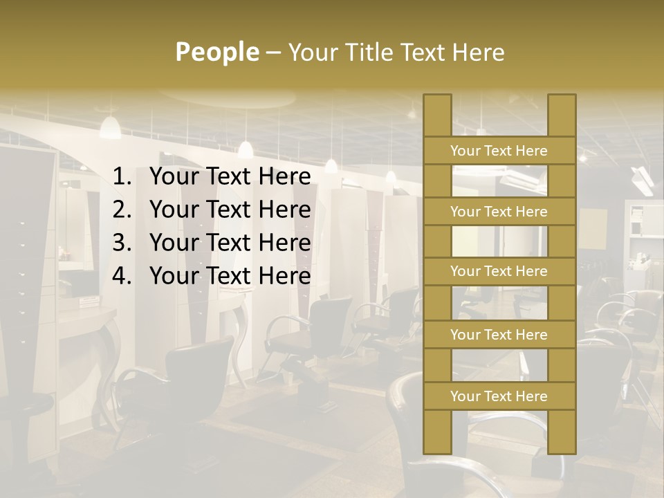 A Hair Salon With Lots Of Chairs And Lights PowerPoint Template