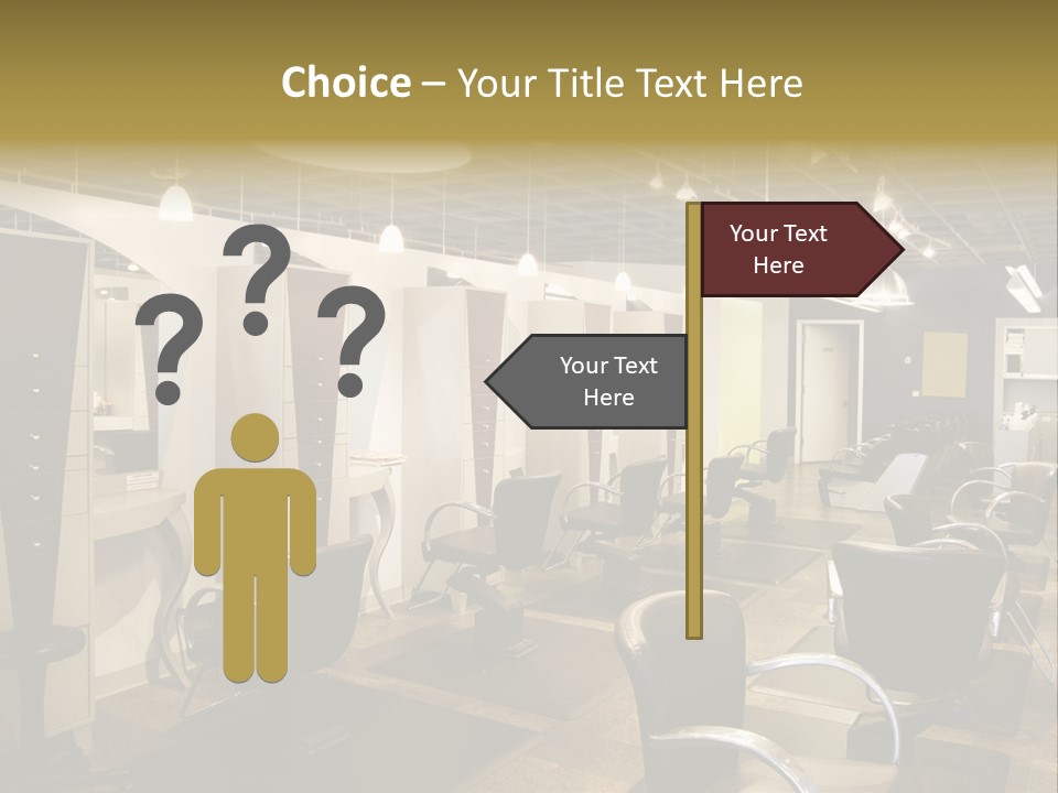 A Hair Salon With Lots Of Chairs And Lights PowerPoint Template