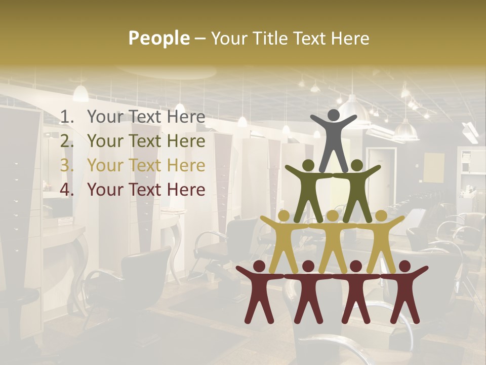 A Hair Salon With Lots Of Chairs And Lights PowerPoint Template