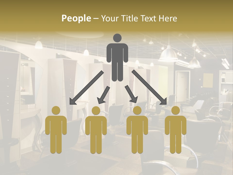 A Hair Salon With Lots Of Chairs And Lights PowerPoint Template