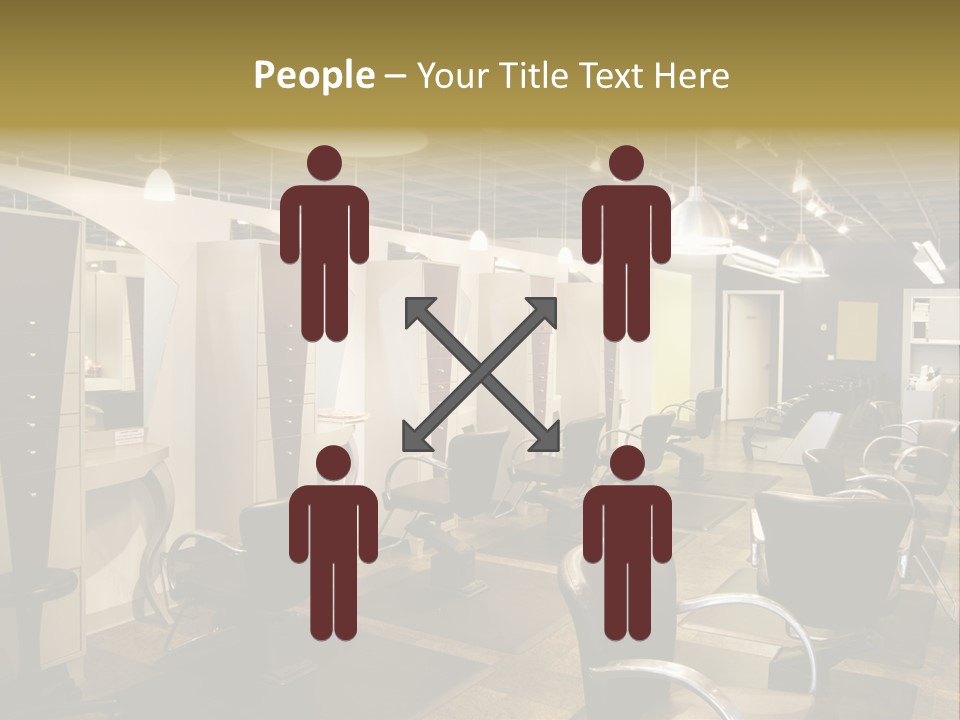 A Hair Salon With Lots Of Chairs And Lights PowerPoint Template