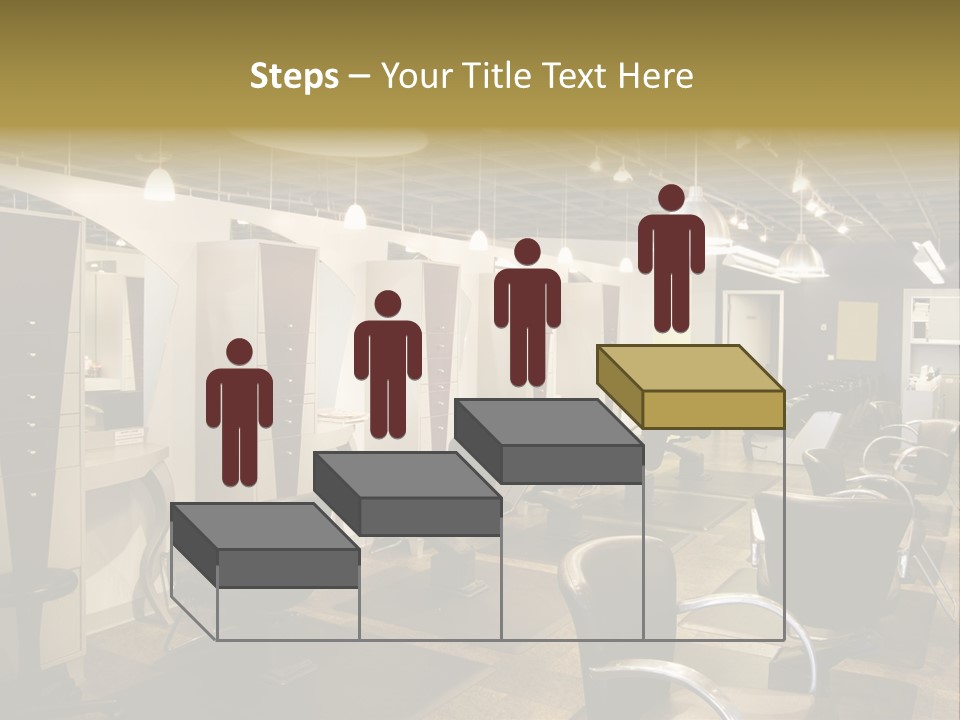 A Hair Salon With Lots Of Chairs And Lights PowerPoint Template