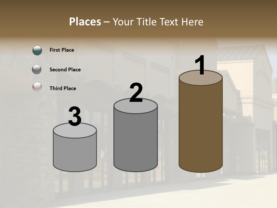 A Row Of Storefronts On A Brick Building PowerPoint Template