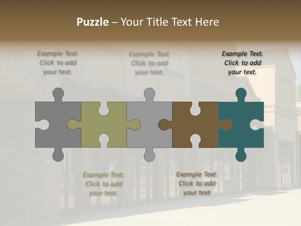 A Row Of Storefronts On A Brick Building PowerPoint Template