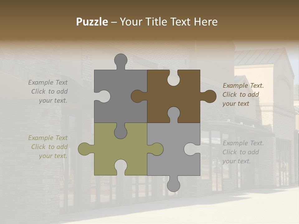 A Row Of Storefronts On A Brick Building PowerPoint Template