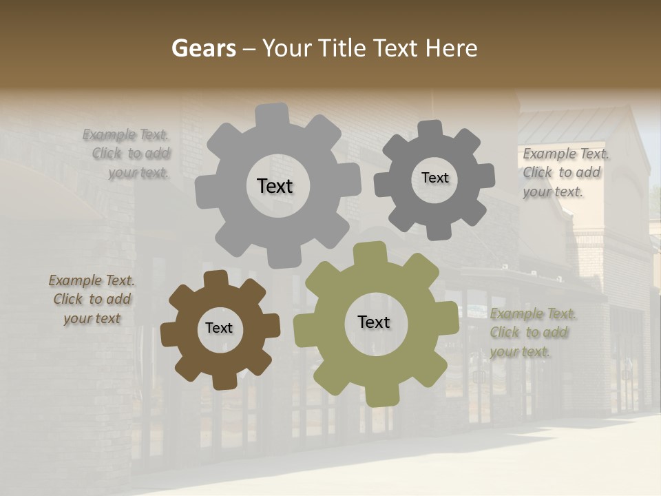 A Row Of Storefronts On A Brick Building PowerPoint Template