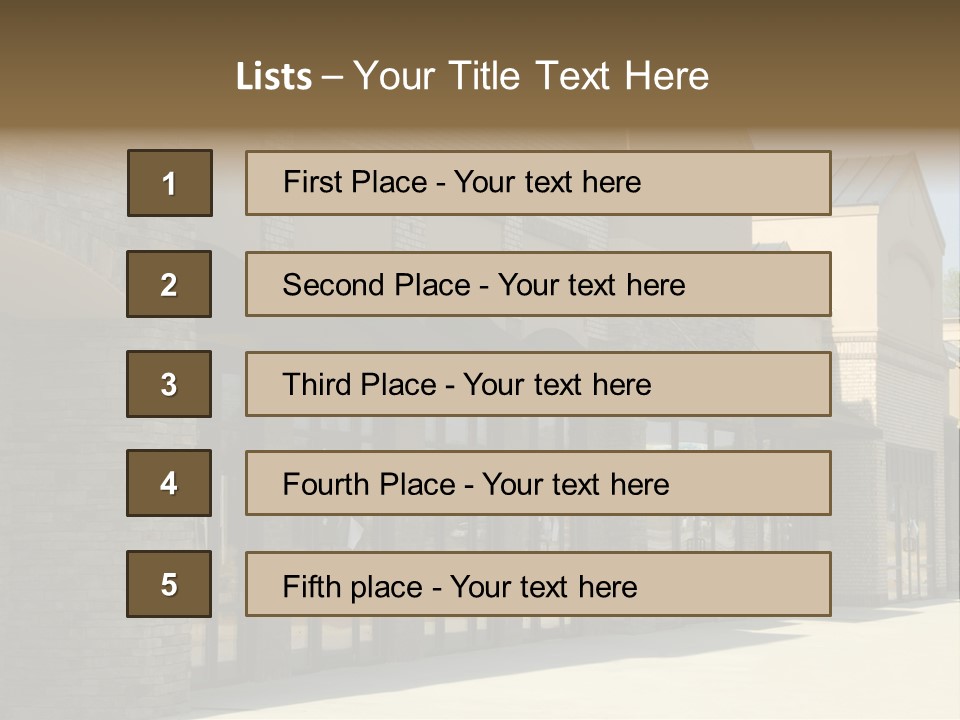 A Row Of Storefronts On A Brick Building PowerPoint Template