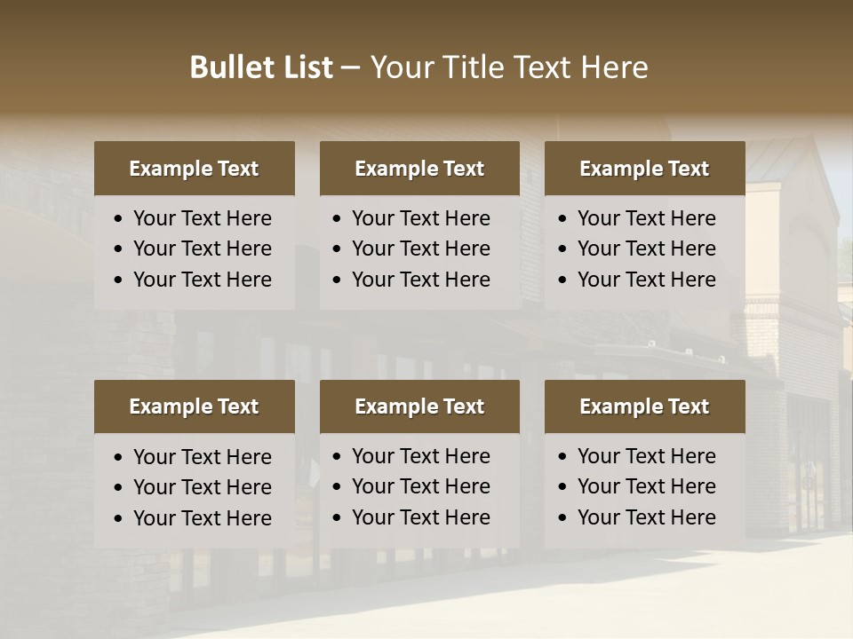 A Row Of Storefronts On A Brick Building PowerPoint Template