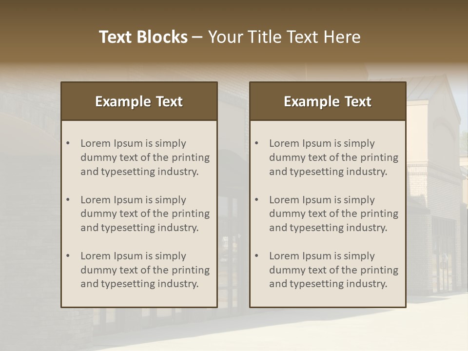 A Row Of Storefronts On A Brick Building PowerPoint Template
