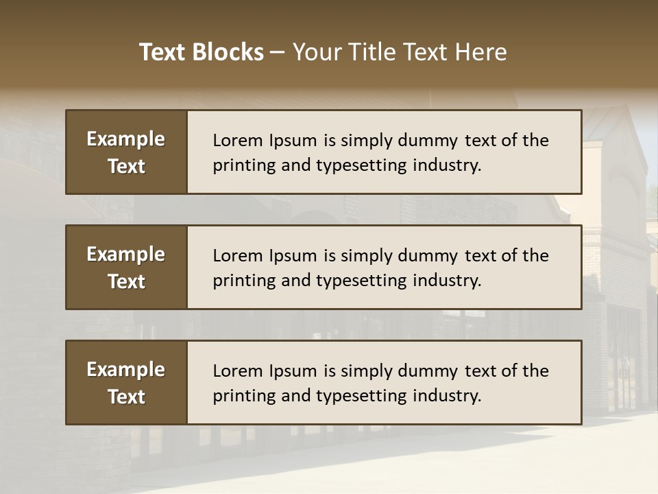 A Row Of Storefronts On A Brick Building PowerPoint Template