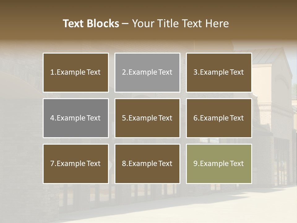 A Row Of Storefronts On A Brick Building PowerPoint Template