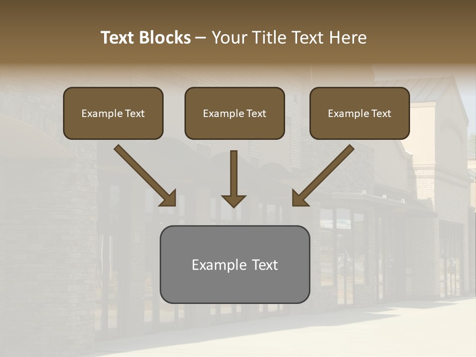 A Row Of Storefronts On A Brick Building PowerPoint Template