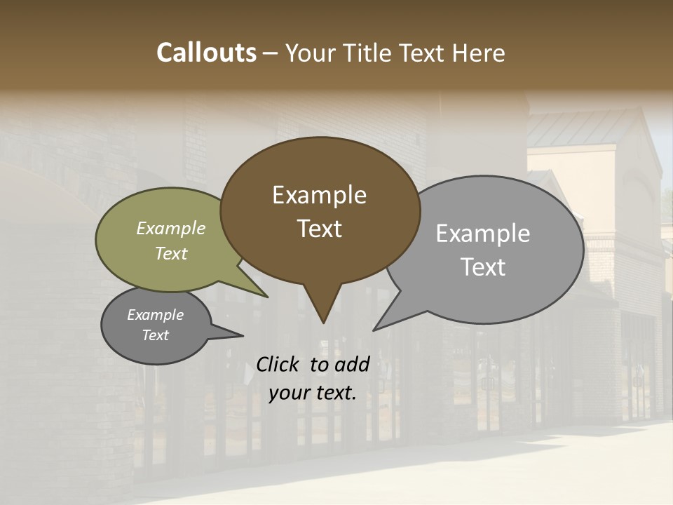 A Row Of Storefronts On A Brick Building PowerPoint Template