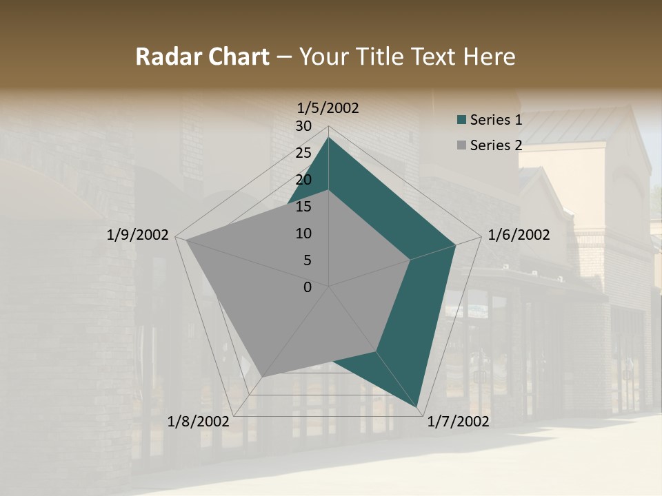 A Row Of Storefronts On A Brick Building PowerPoint Template