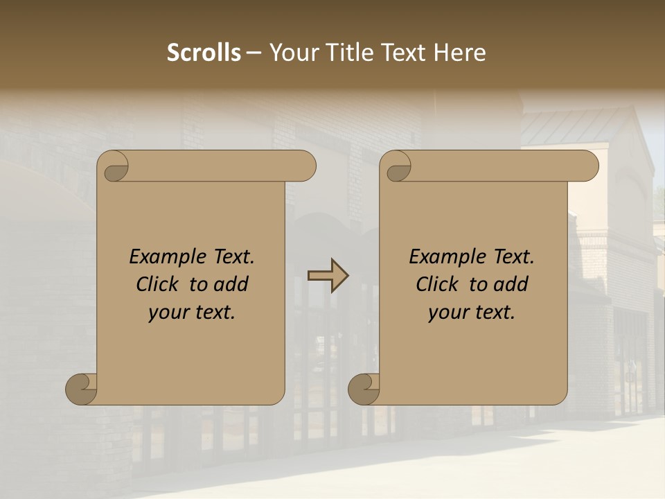 A Row Of Storefronts On A Brick Building PowerPoint Template