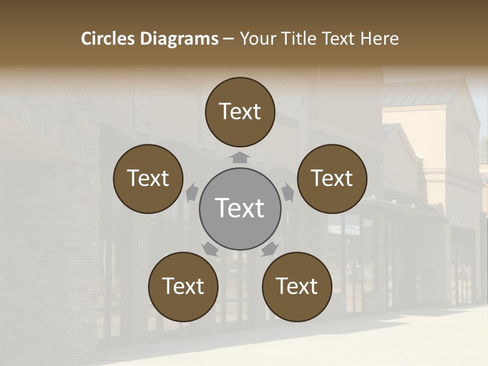 A Row Of Storefronts On A Brick Building PowerPoint Template
