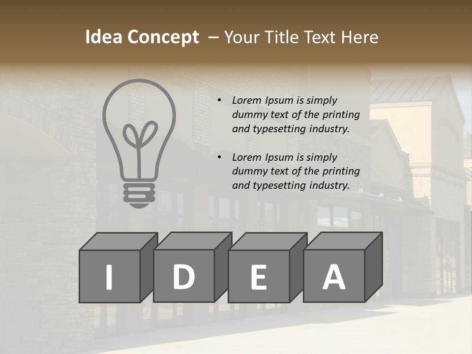 A Row Of Storefronts On A Brick Building PowerPoint Template