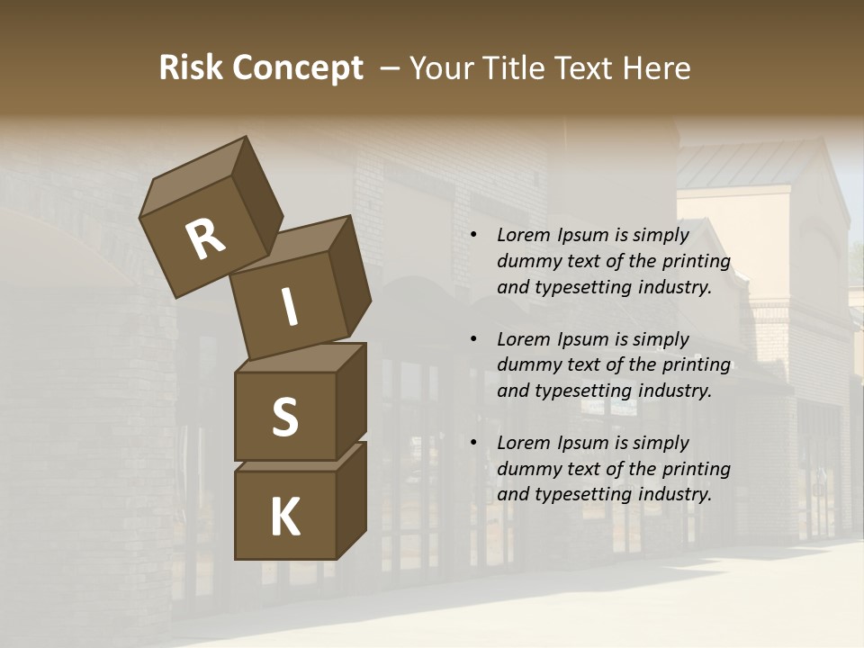 A Row Of Storefronts On A Brick Building PowerPoint Template