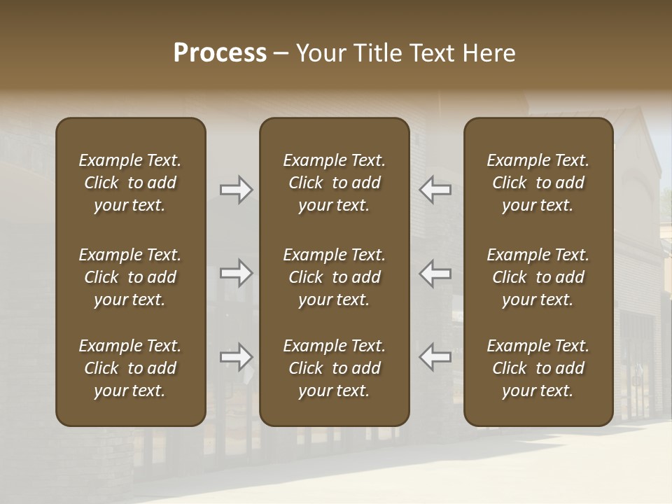 A Row Of Storefronts On A Brick Building PowerPoint Template
