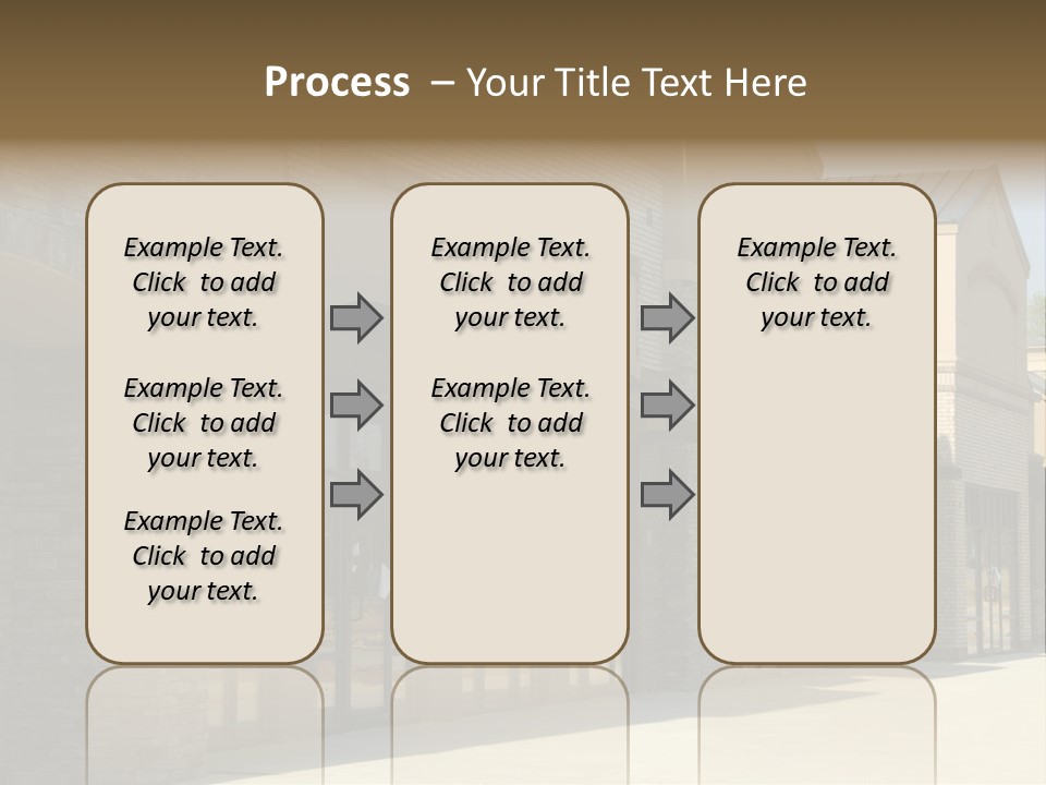 A Row Of Storefronts On A Brick Building PowerPoint Template