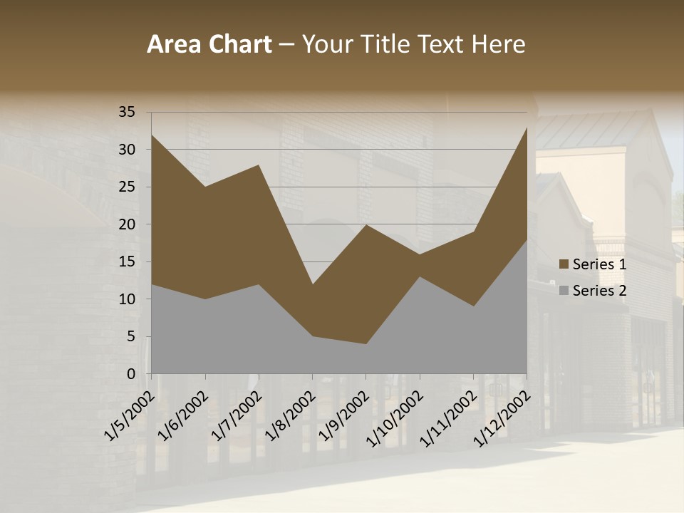 A Row Of Storefronts On A Brick Building PowerPoint Template