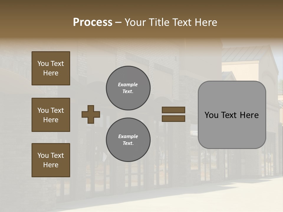 A Row Of Storefronts On A Brick Building PowerPoint Template