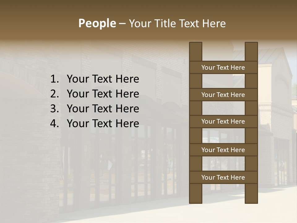 A Row Of Storefronts On A Brick Building PowerPoint Template