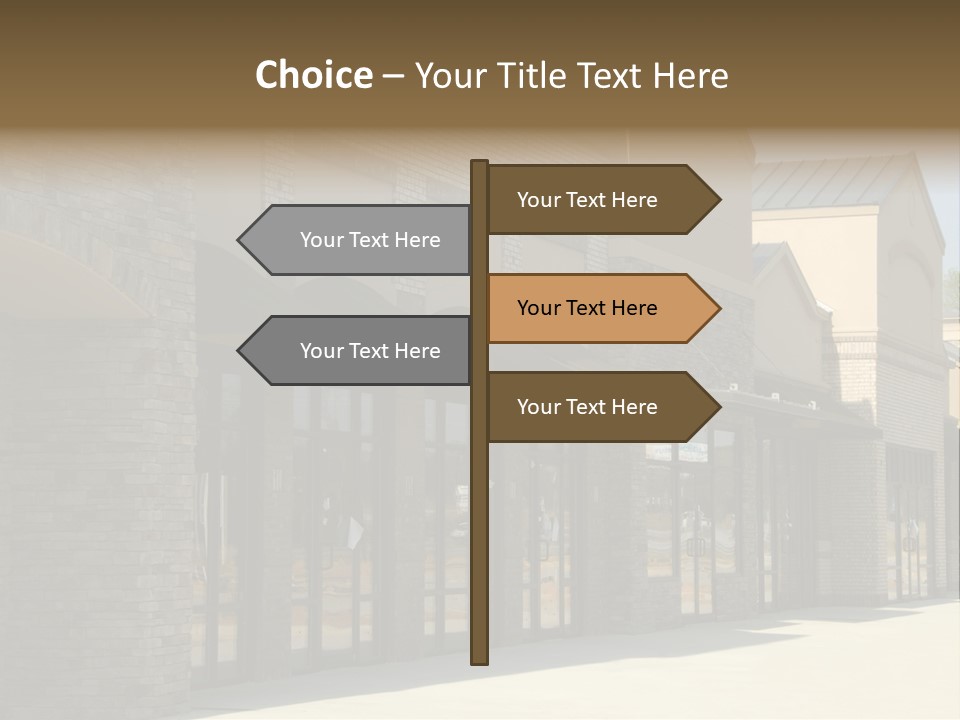 A Row Of Storefronts On A Brick Building PowerPoint Template