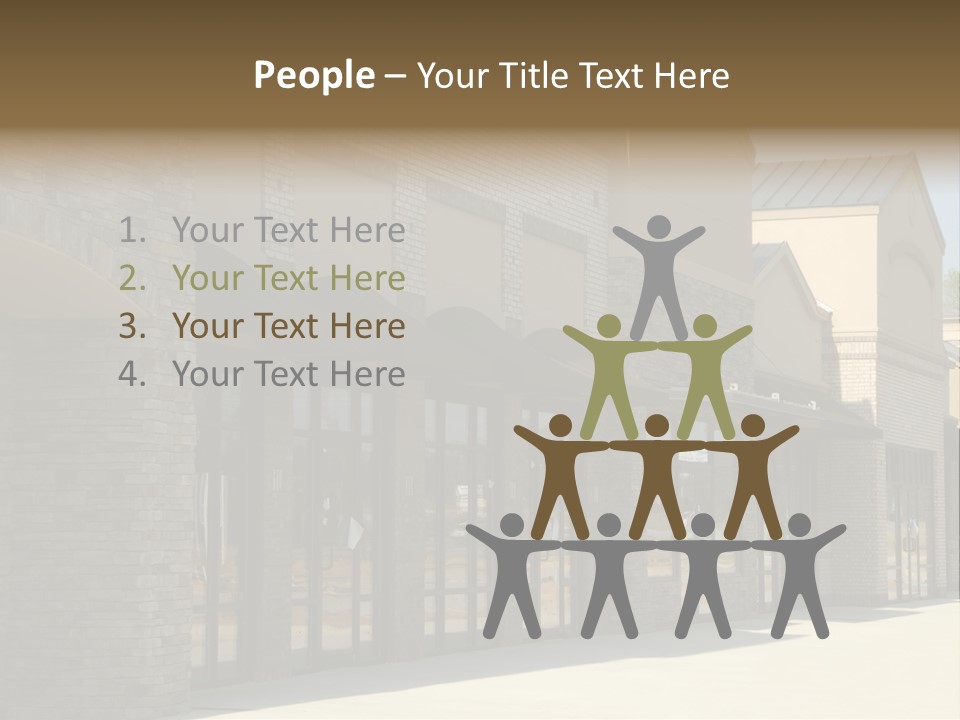 A Row Of Storefronts On A Brick Building PowerPoint Template