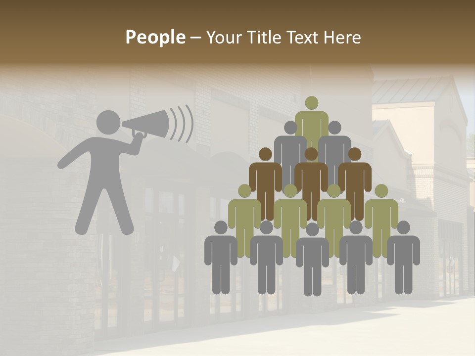 A Row Of Storefronts On A Brick Building PowerPoint Template