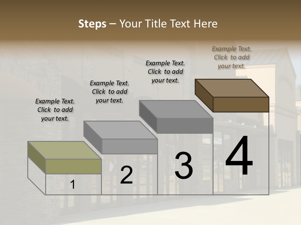 A Row Of Storefronts On A Brick Building PowerPoint Template