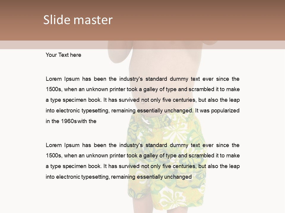 Boy Child In Swimsuit With Goggles And Snorkel. PowerPoint Template