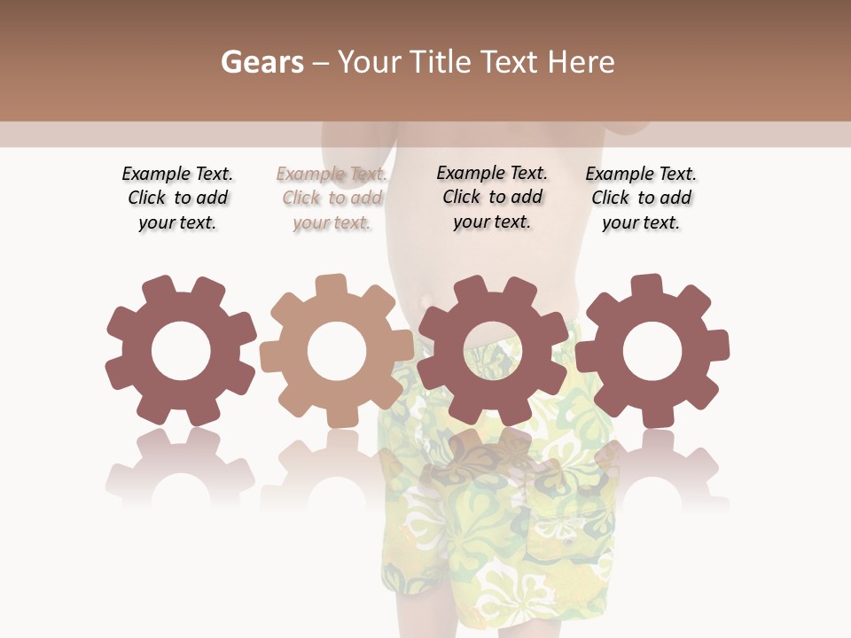 Boy Child In Swimsuit With Goggles And Snorkel. PowerPoint Template