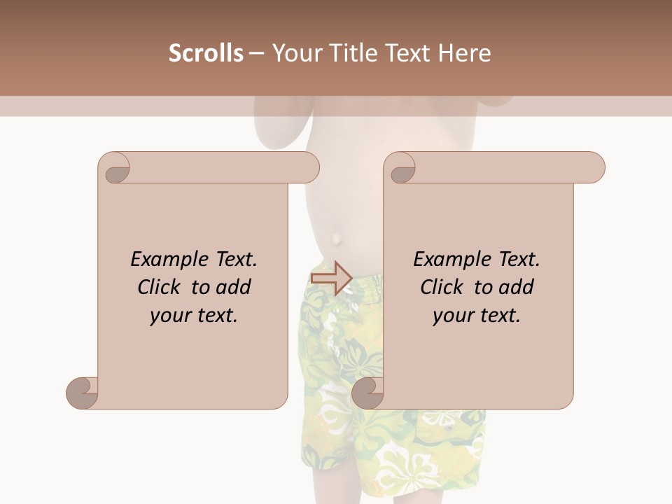 Boy Child In Swimsuit With Goggles And Snorkel. PowerPoint Template