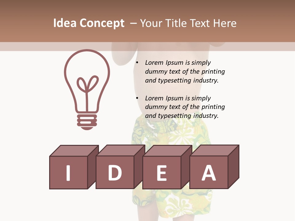 Boy Child In Swimsuit With Goggles And Snorkel. PowerPoint Template