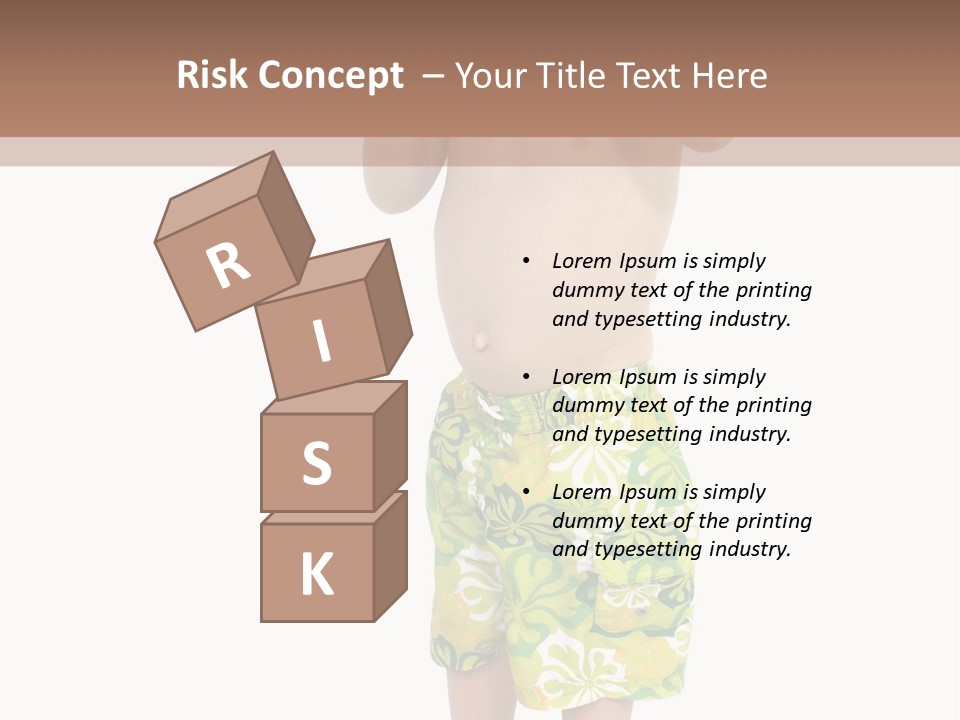 Boy Child In Swimsuit With Goggles And Snorkel. PowerPoint Template