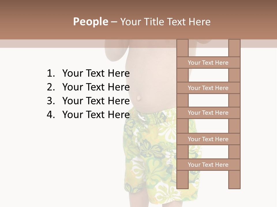 Boy Child In Swimsuit With Goggles And Snorkel. PowerPoint Template