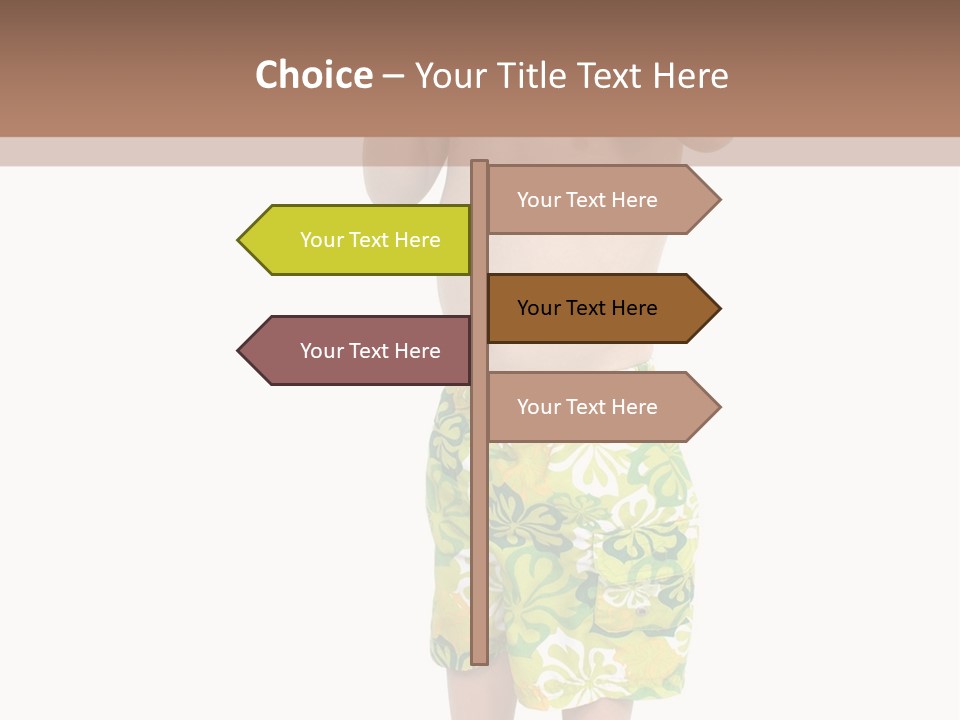 Boy Child In Swimsuit With Goggles And Snorkel. PowerPoint Template