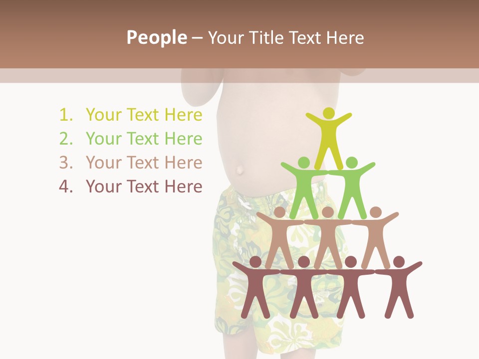 Boy Child In Swimsuit With Goggles And Snorkel. PowerPoint Template