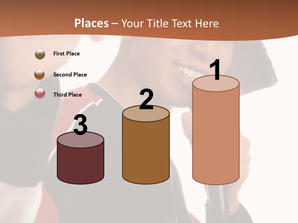 Photo Of Smiling Boy Singing A Rap Song PowerPoint Template