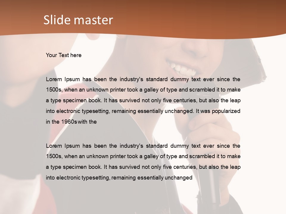 Photo Of Smiling Boy Singing A Rap Song PowerPoint Template