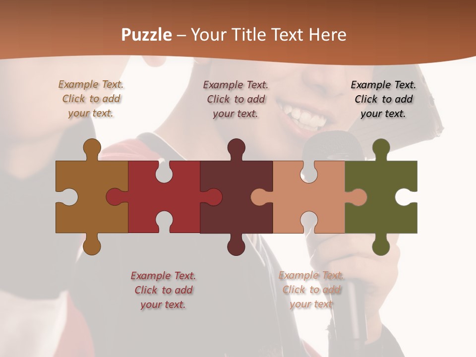 Photo Of Smiling Boy Singing A Rap Song PowerPoint Template